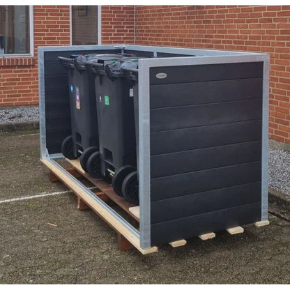 Skraldespandsskjuler - Triple uden låge - Sort