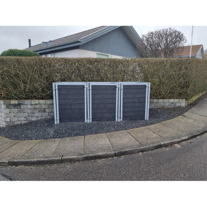 Skraldespandsskjuler - Triple med låge - Brun