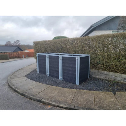 Skraldespandsskjuler - Triple med låge - Brun